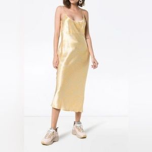 GANNI - size 40 / US 6, yellow floral satin slip dress.